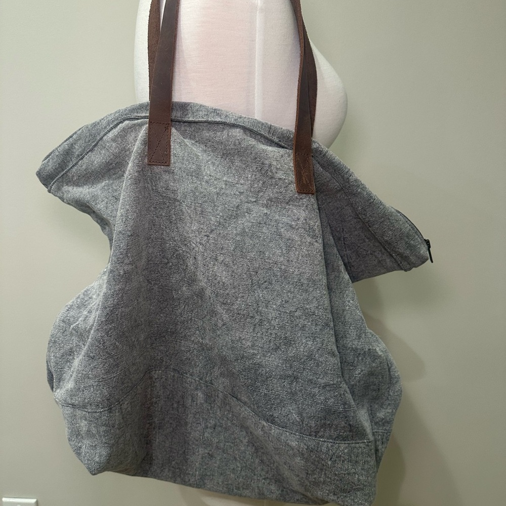 Jetsetter's Oversized Canvas & Leather Tote - Picture 4 of 4